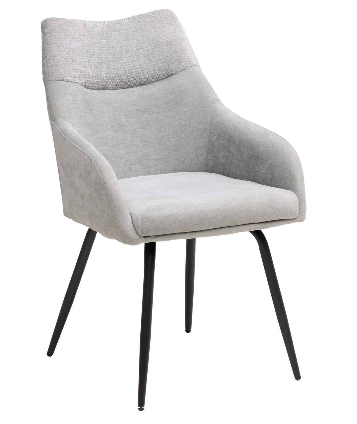 Armlehnstuhl Dali Grau/Schwarz B: 60 cm - Schwarz/Grau, Basics, Textil/Metall (60/86/55cm) - Livetastic