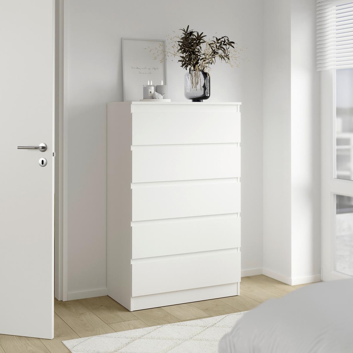 komoda MARA 5 bílá - biela, Konventionell, drevo (77/125/42cm) - Mömax