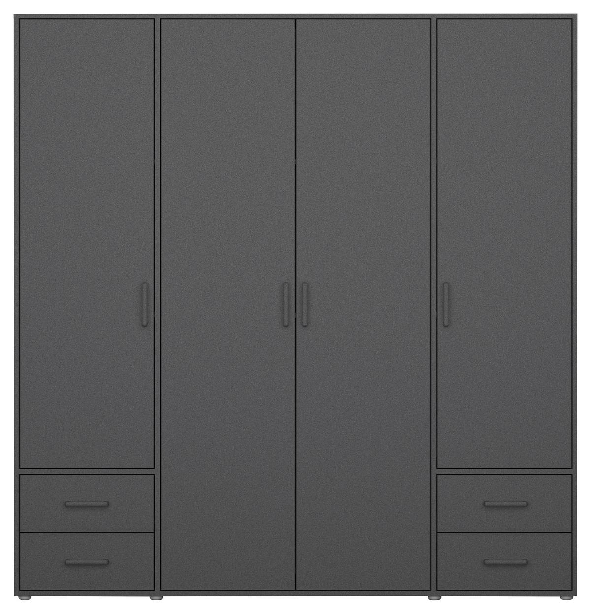 Drehtürenschrank mit Schubladen 187 cm Grau - Grau, MODERN, Holzwerkstoff (187/194/53cm) - Rauch Möbel