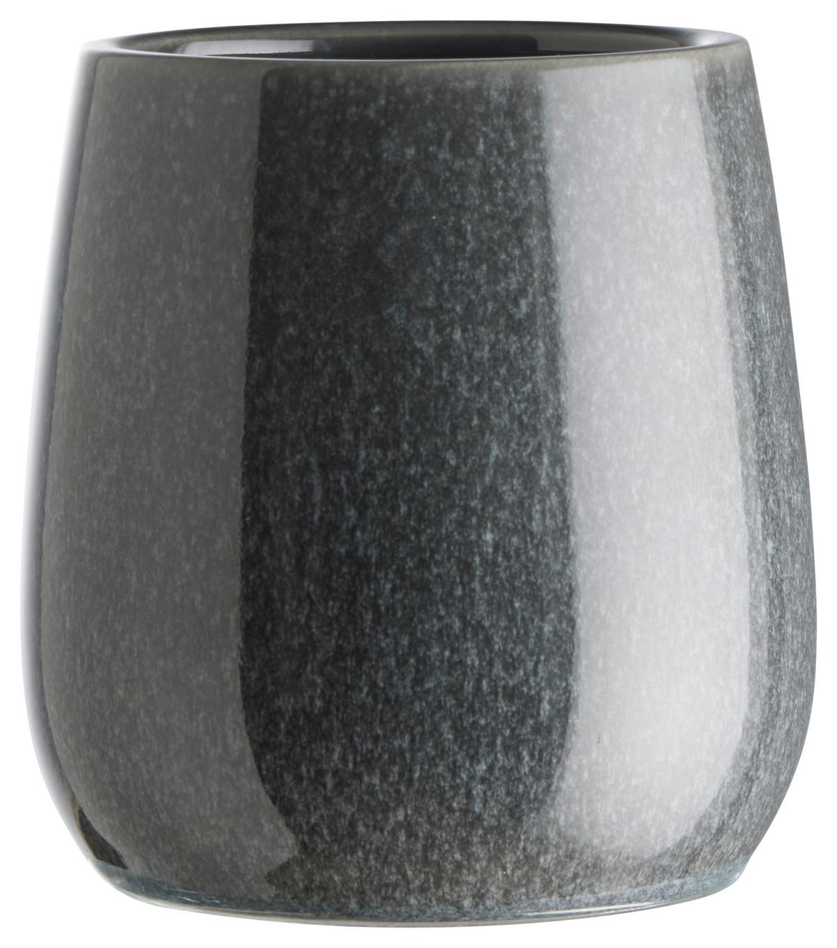 Kelímek na zubní kartáček MAGNUS - šedá/černá, Moderní, keramika (8/10cm) - Mömax
