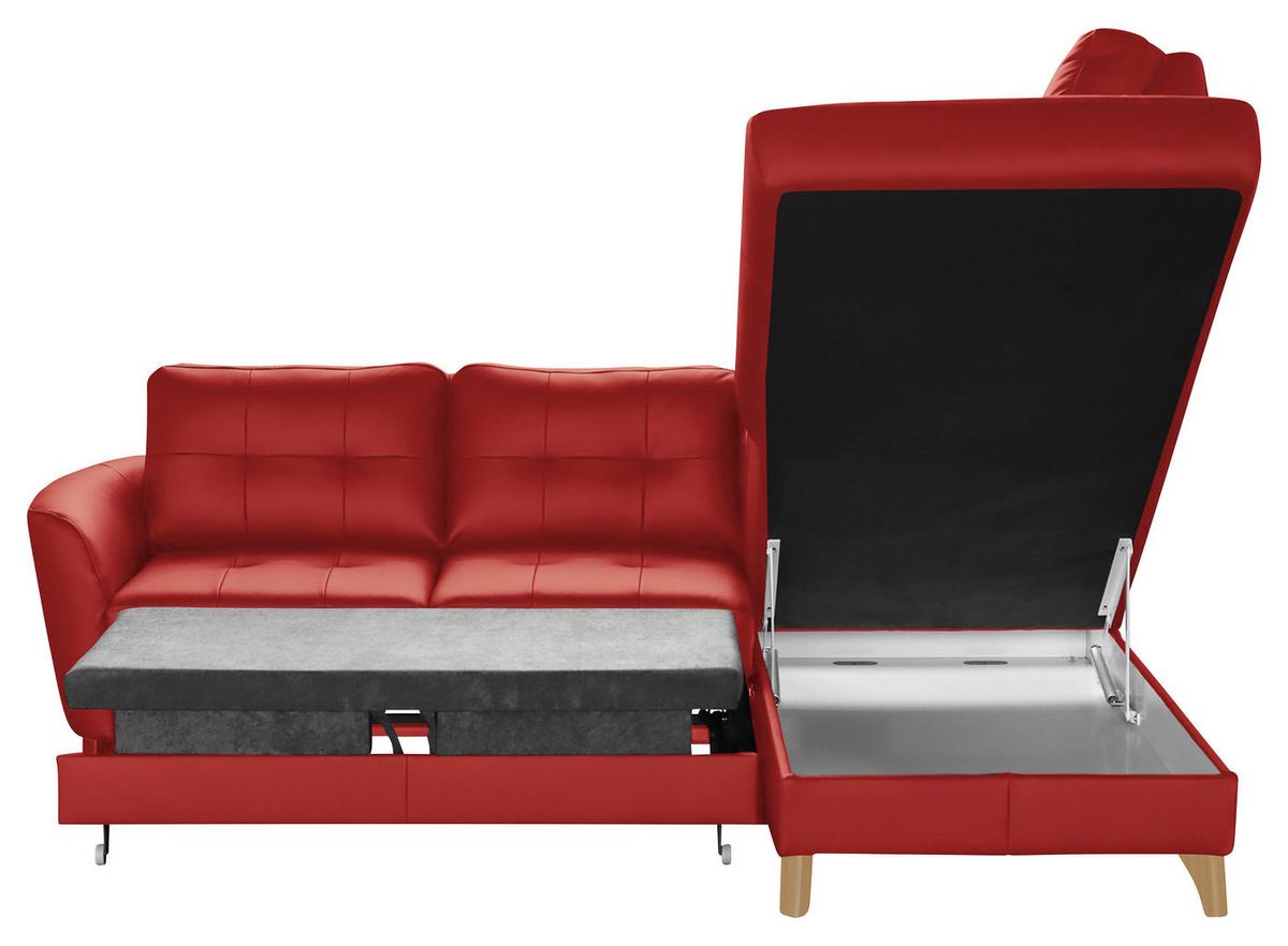 Ecksofa Nordic Rot S: ca. 236x190 cm - Buchefarben/Rot, Design, Leder/Textil (236/190cm) - Livetastic