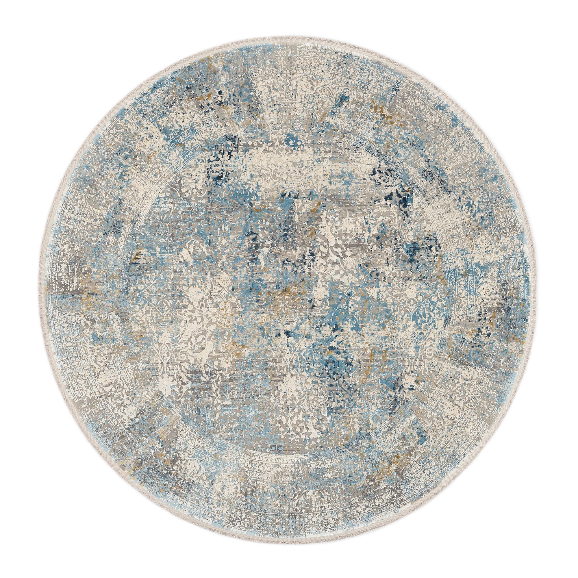 Webteppich Multicolor Naturfaser Avignon Ø 240 cm - Blau/Grau, Design, Textil (240cm) - Dieter Knoll