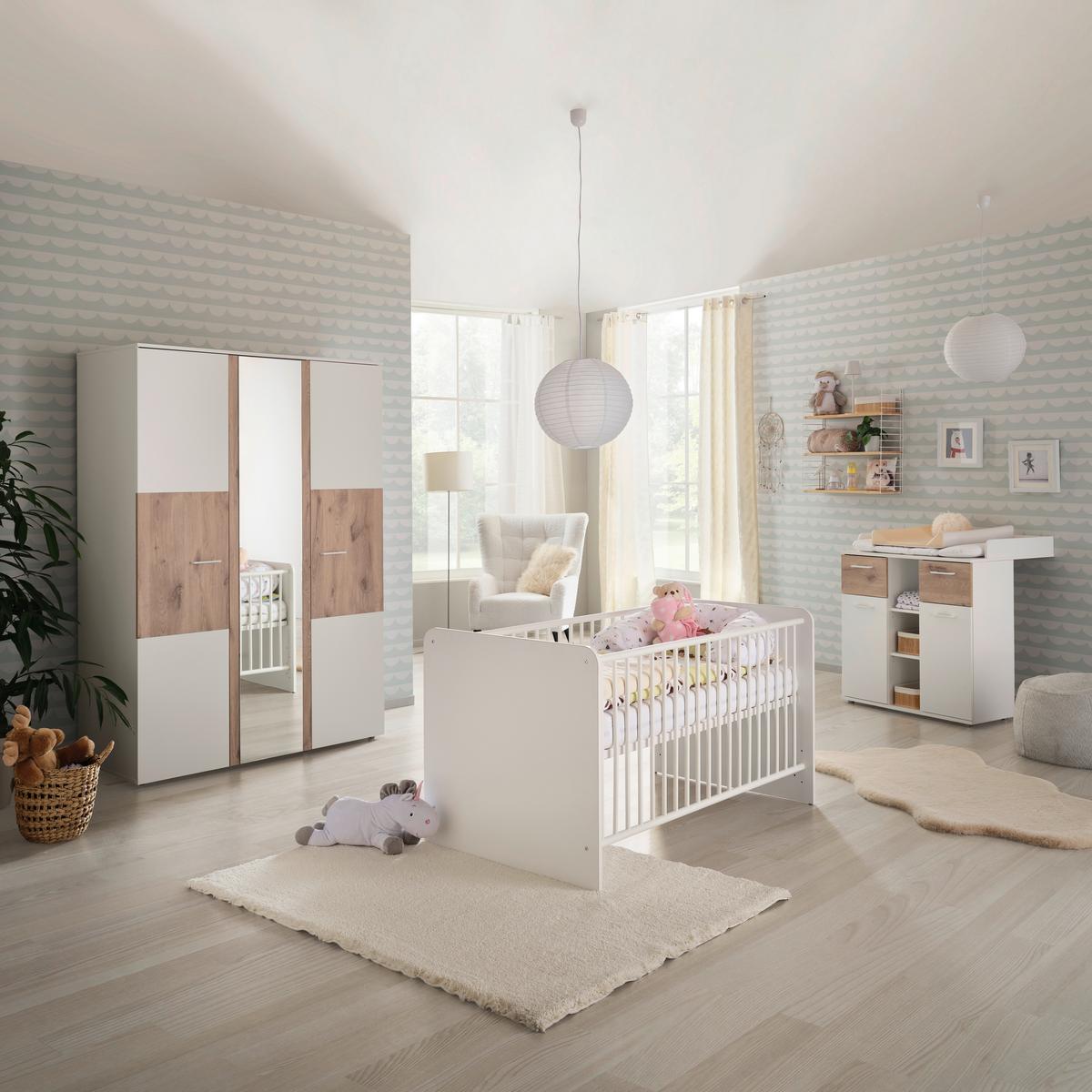 Pelenkázó Komód Alex - tölgyfa színű/fehér, Konventionell, faalapú anyag (89/101/78cm)