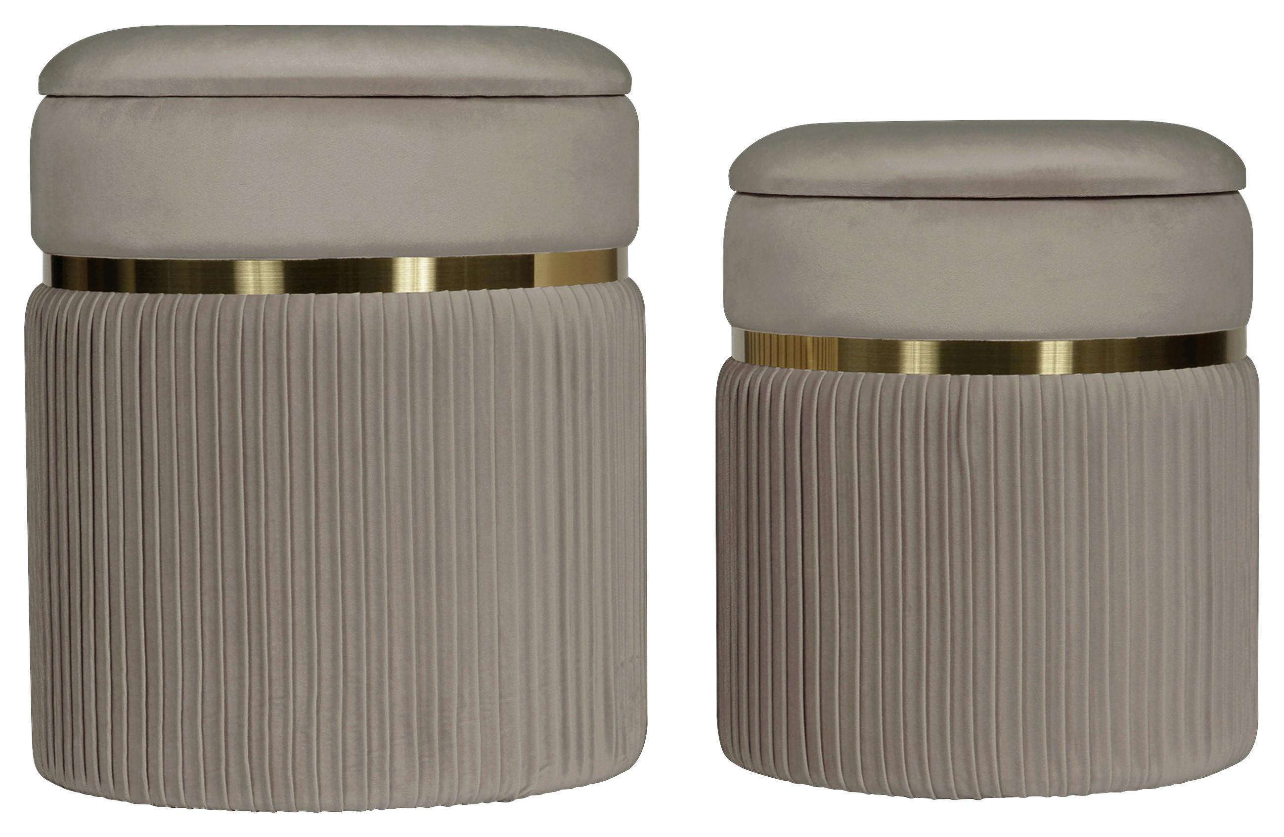 Hockerset Zora 325 Taupe D: 36/31,5 cm - Taupe/Goldfarben, KONVENTIONELL, Textil/Metall (31,5/36/38/44/31,5/36cm) - Kayoom