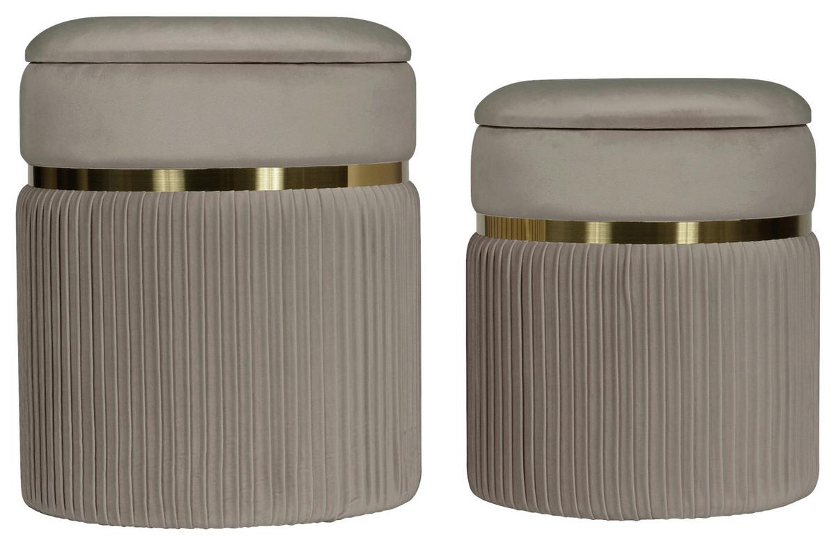 Hockerset Zora 325 Taupe D: 36/31,5 cm - Taupe/Goldfarben, KONVENTIONELL, Textil/Metall (31,5/36/38/44/31,5/36cm) - Kayoom