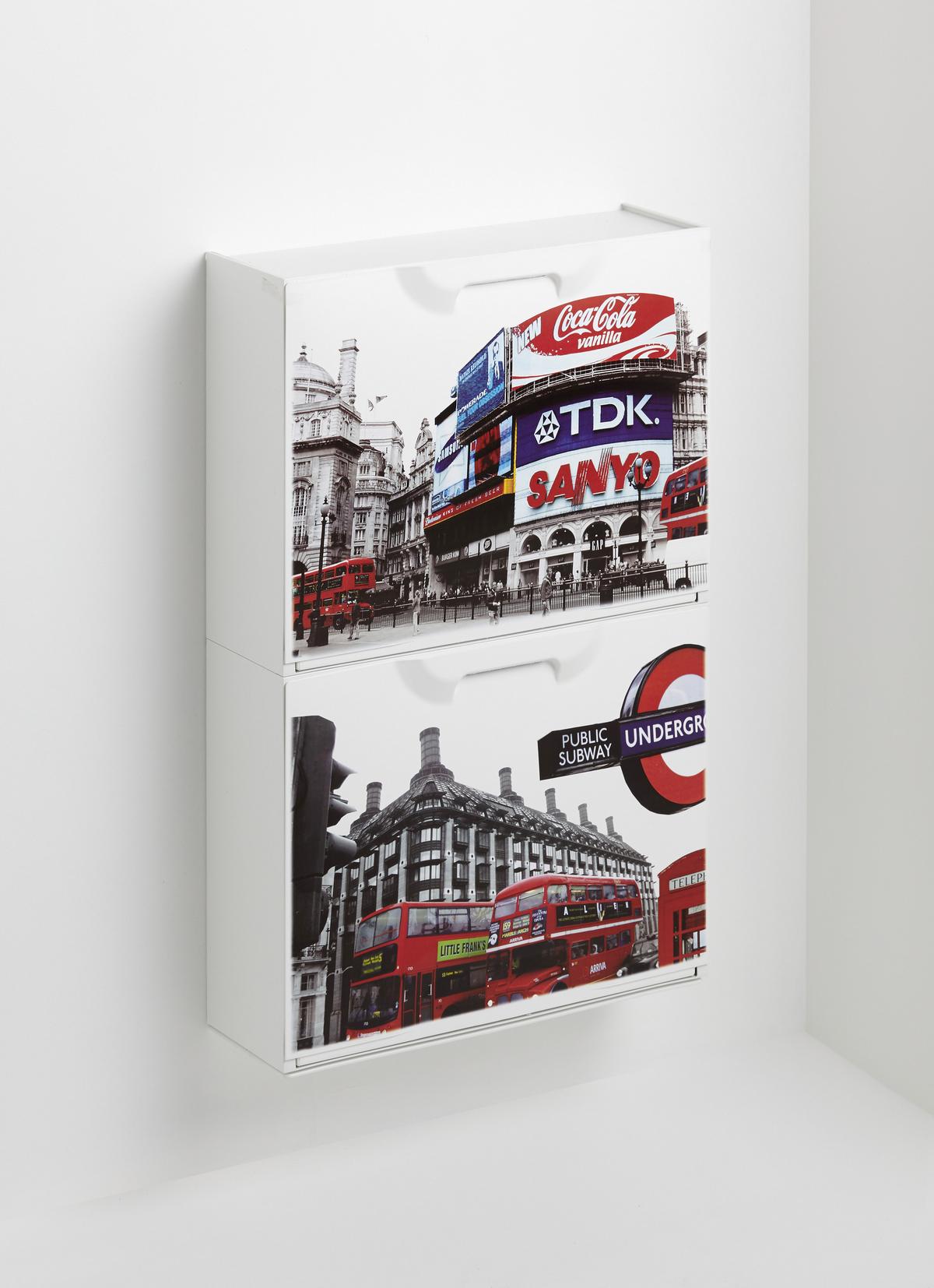 Schuhkipper London 2 1 Klappe Weiß B: 51 Cm - Rot/Schwarz, MODERN, Kunststoff (51/40,1/17,3cm)