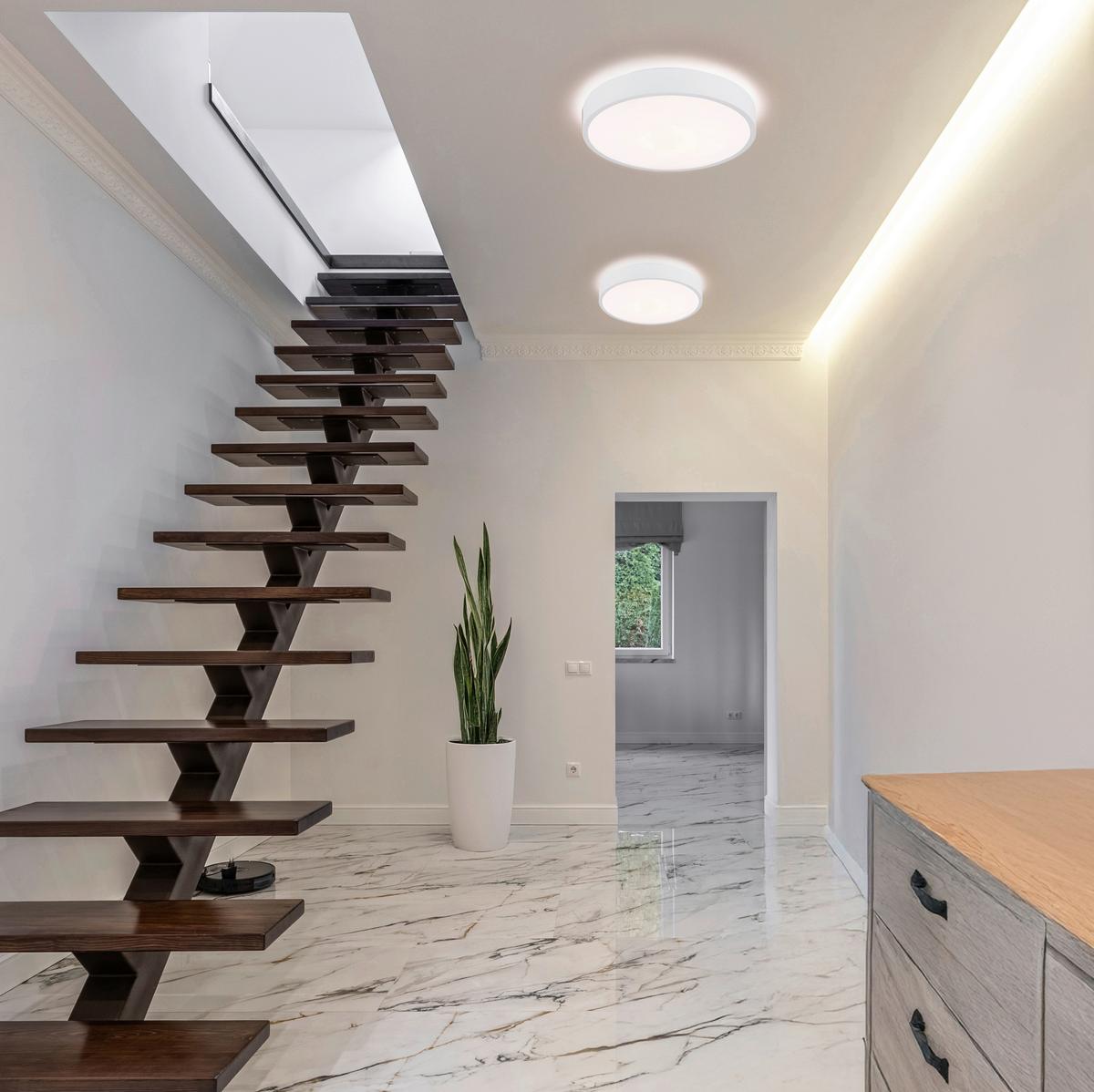 Led-deckenleuchte 12398-18w Nielsen - Opal/Weiß, Basics, Kunststoff/Metall (33,2/7cm) - Globo