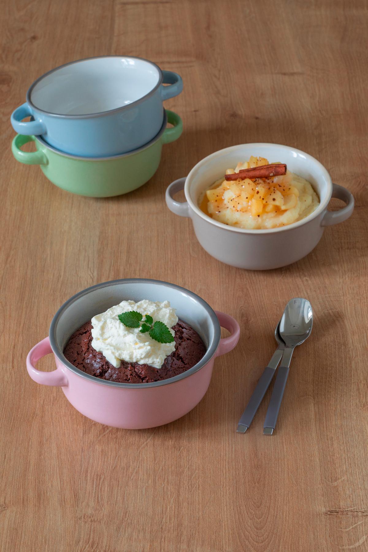 Suppentasse Steinzeug Maila 4er- Set D: 23 cm - Hellrosa/Hellgrau, Basics, Keramik (23cm) - Mäser