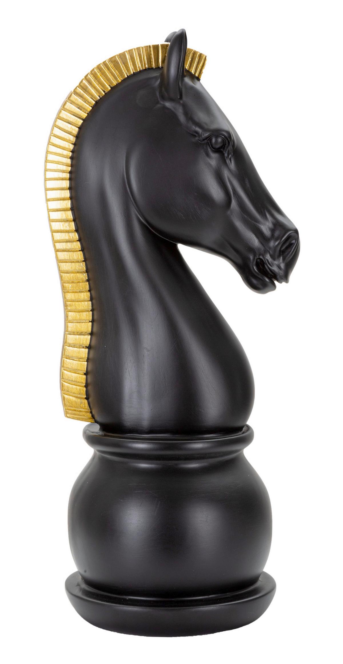 Skulptur Black And Gold Horse B: 18,5 cm - Goldfarben/Schwarz, Basics, Kunststoff (18.5/50/18.5cm)