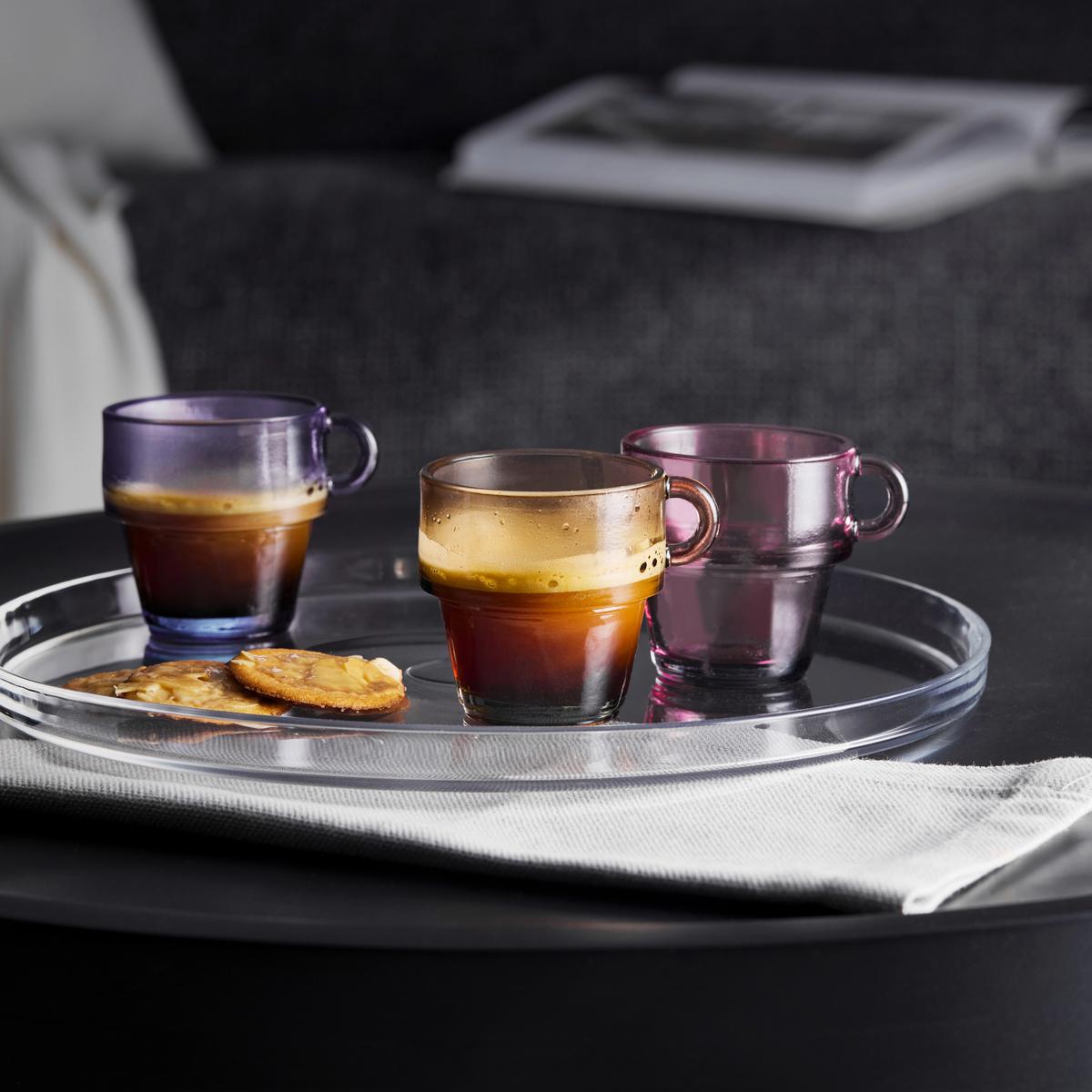 Sada pohárov na espresso RIA - lila/svetlohnedá, Konventionell, sklo (8/6.5cm)