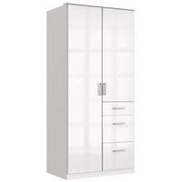 Drehtürenschrank mit Laden B: 91 cm Clack, Weiß - Weiß Hochglanz/Weiß, Basics, Holzwerkstoff (91/199/58cm) - MID.YOU