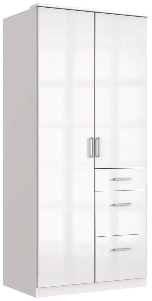 Drehtürenschrank mit Laden B: 91 cm Clack, Weiß