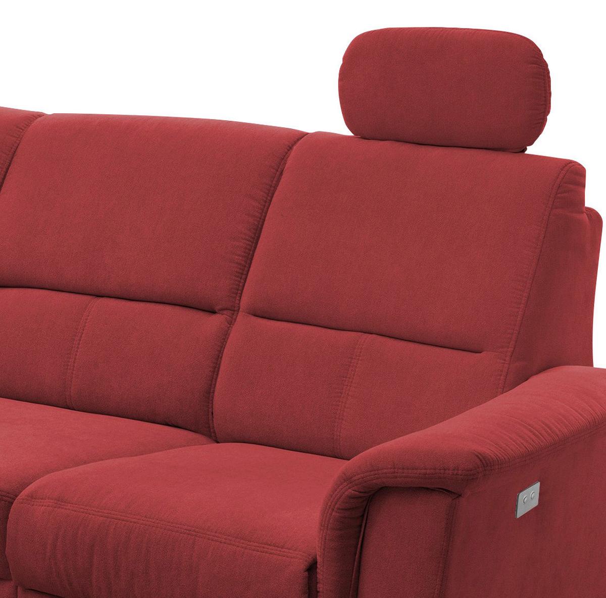 Ecksofa mit Relaxfunktion + USB Anschluss Parole, Mikrof. - Chromfarben/Rot, MODERN, Textil (165/231cm) - Livetastic