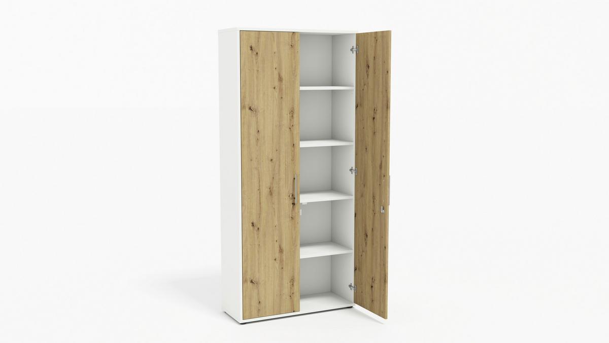 AKTENSCHRANK OFFICE EDITION - SW SET 4 - Weiß/Eiche Artisan, MODERN, Holzwerkstoff (128,5/185,6/33cm) - MID.YOU