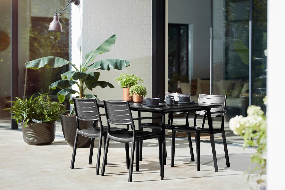 Gartentisch Metalea Table Metall L: 146 cm - Schwarz, Basics, Kunststoff/Metall (146/75/87cm) - Keter