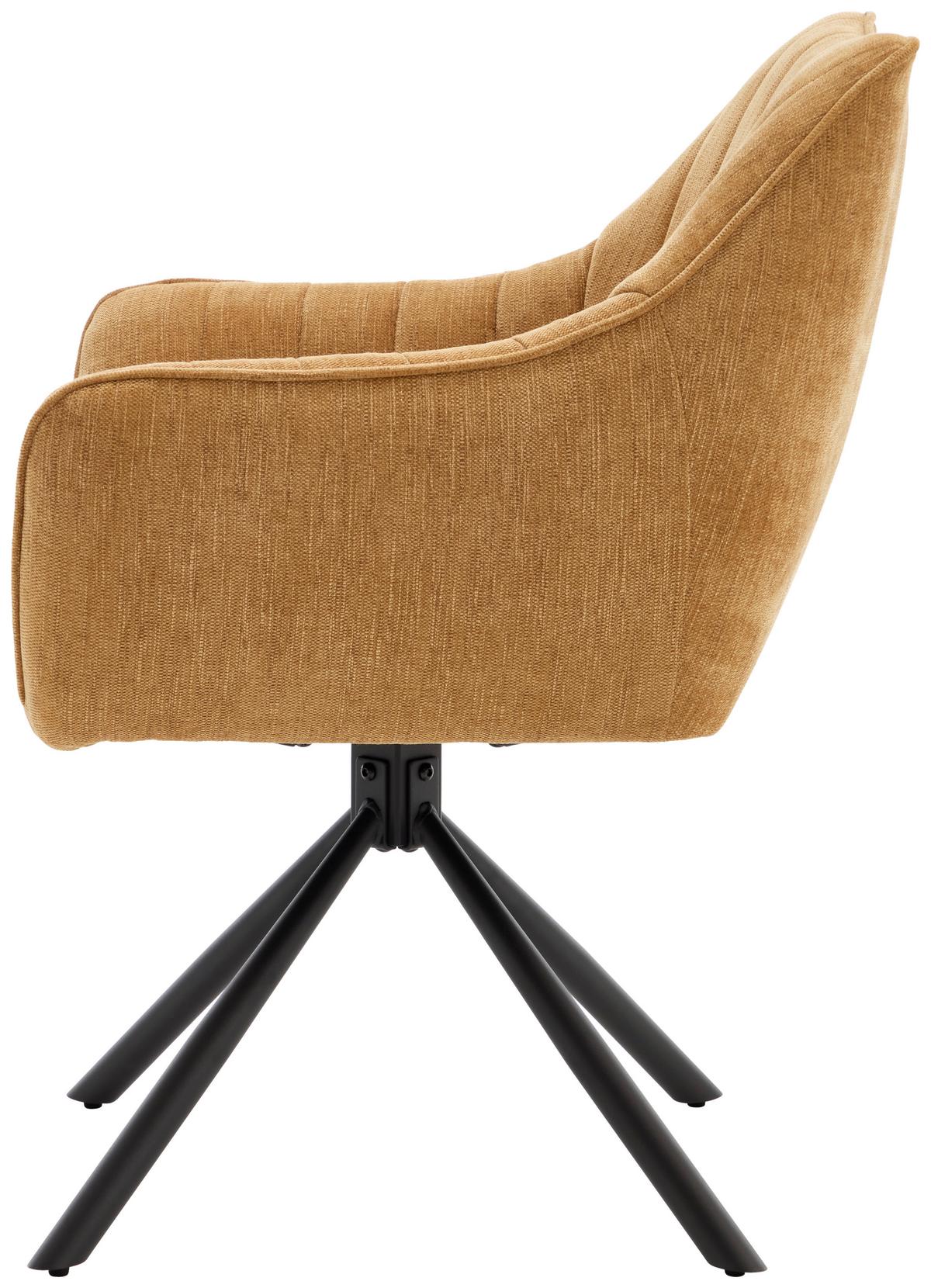 STOLIČKA S PODRÚČKAMI TRIENT - čierna/horčicovožltá, Modern, kov/textil (63/88/62cm) - Premium Living