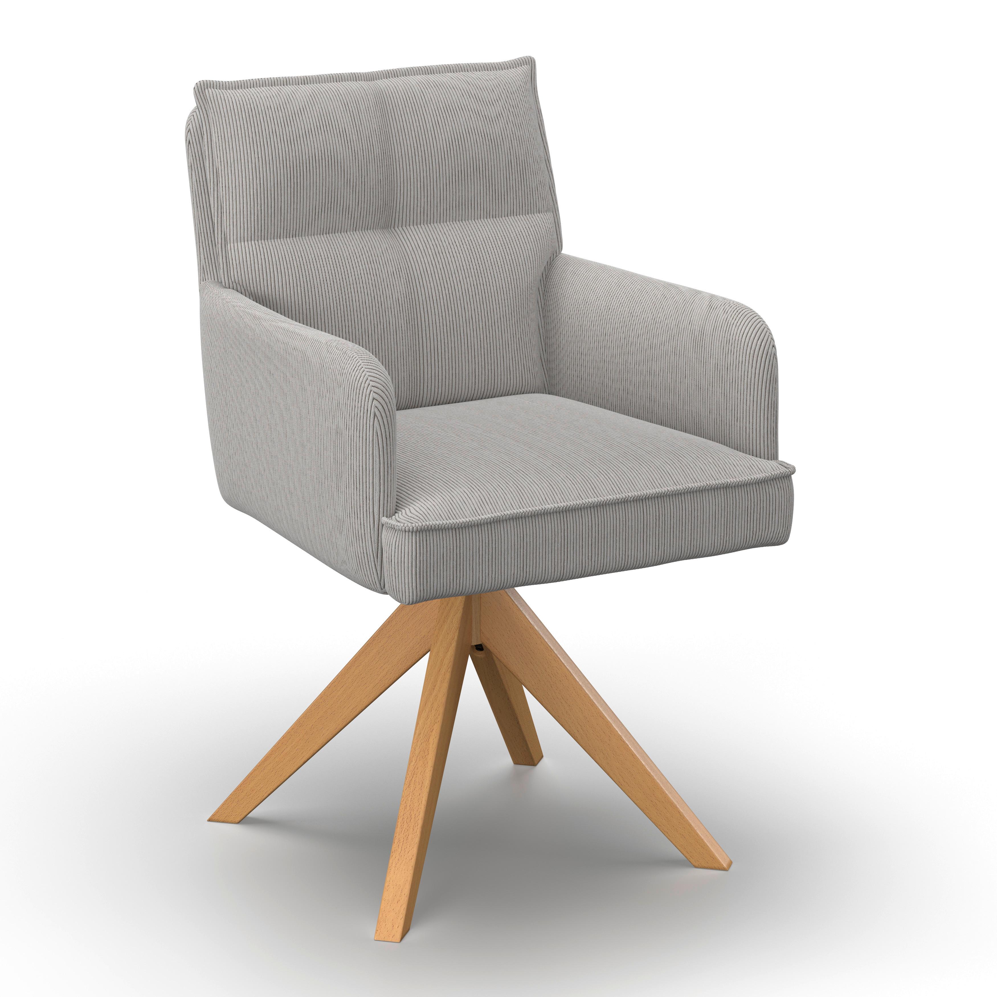 Židle s područkami FELINA - světle šedá/přírodní barvy, Moderní, kov/dřevo (57/94/64cm) - Bessagi Home
