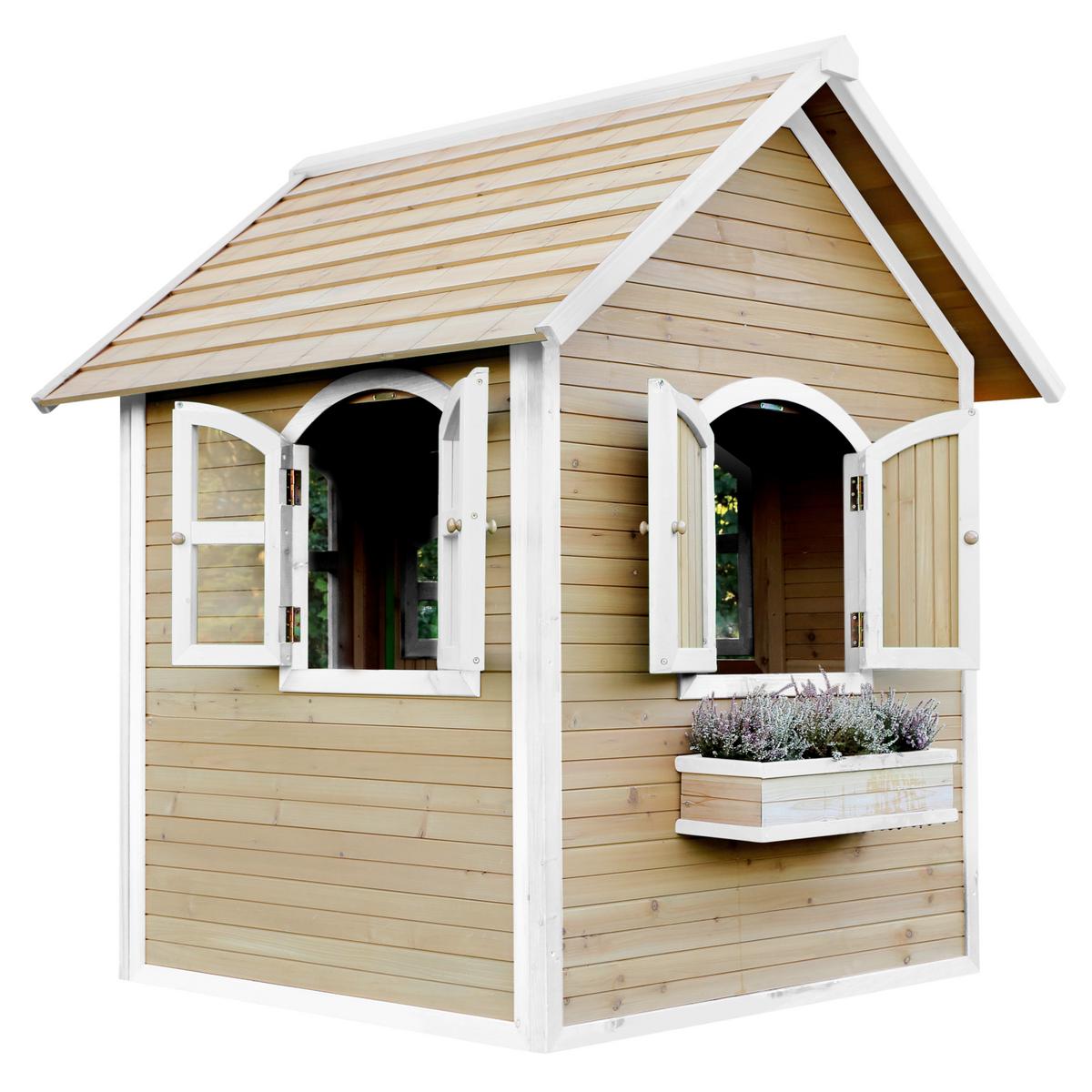 Spielhaus Julia Aus Zedernholz - Braun/Weiß, Basics (137/175/151cm) - Ambia Garden