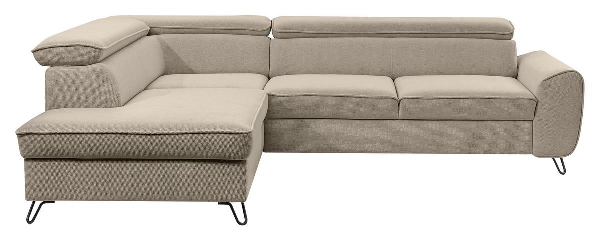 Rohová sedačka IDYLLA, ľavá béžová,úl.priestor,lôžko - čierna/béžová, Design, kov/textil (200/250cm)