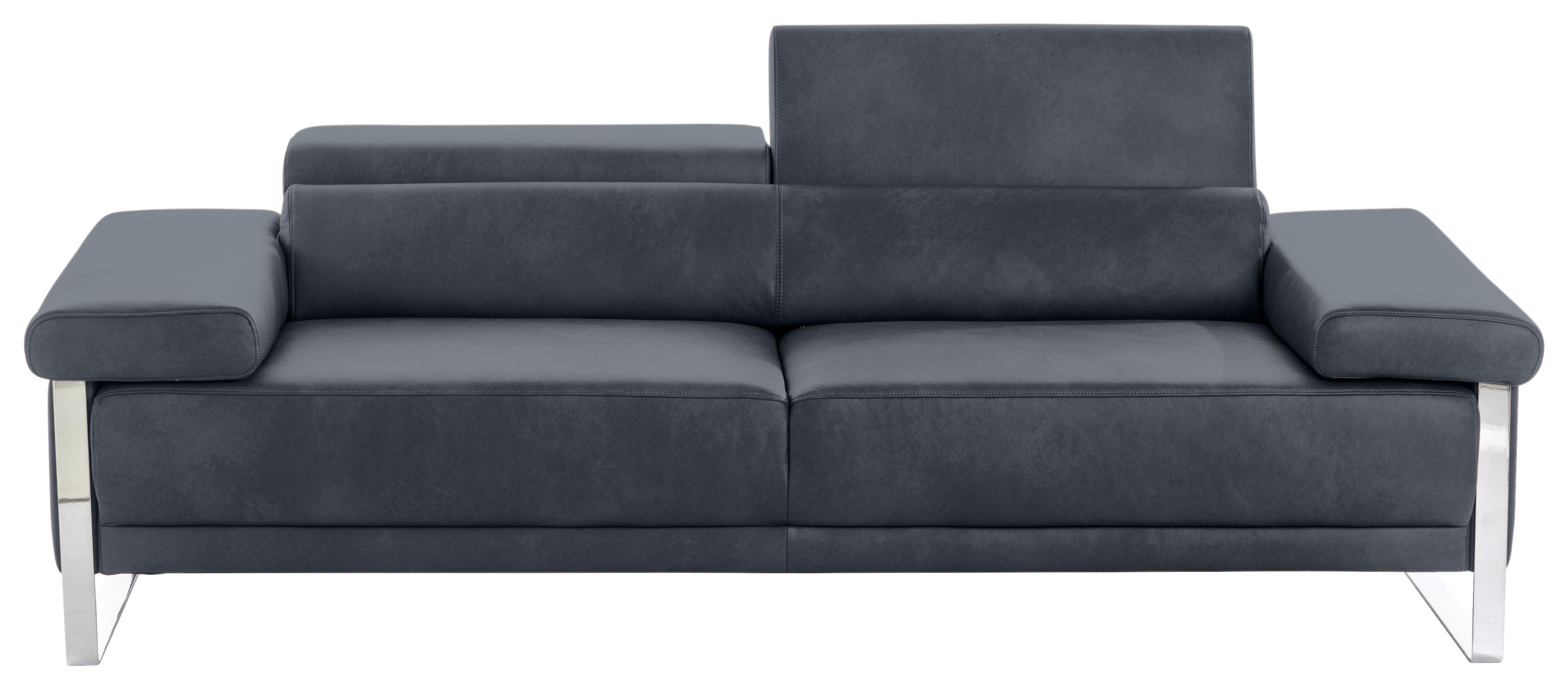 2-Sitzer-Sofa Floyd Rücken Echt Dunkelblau Vintage-Look - Chromfarben/Dunkelblau, KONVENTIONELL, Leder (230/71/106cm) - W.Schillig