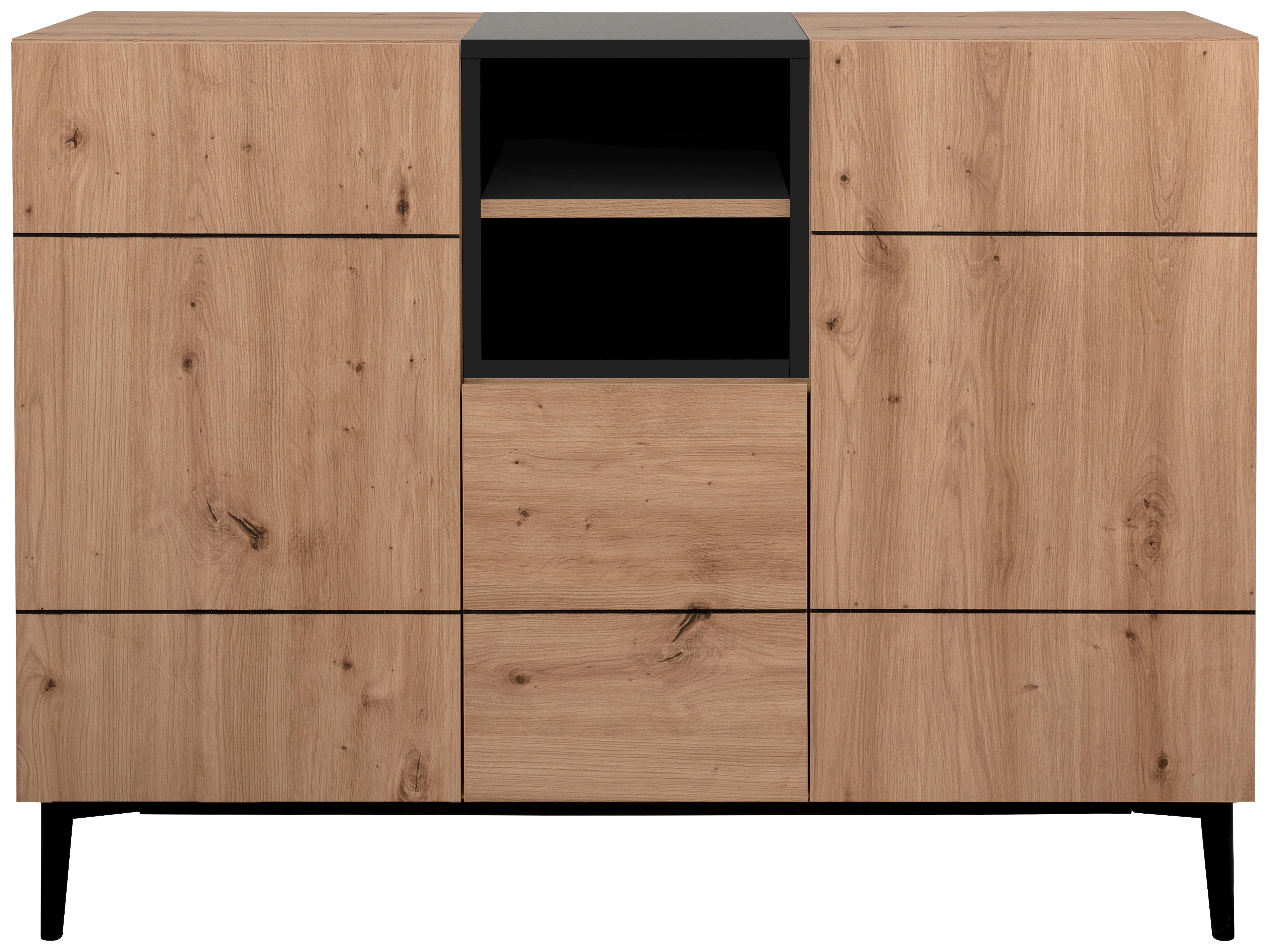 Elegante Kommode NOLA in Artisan Eiche & Schwarz