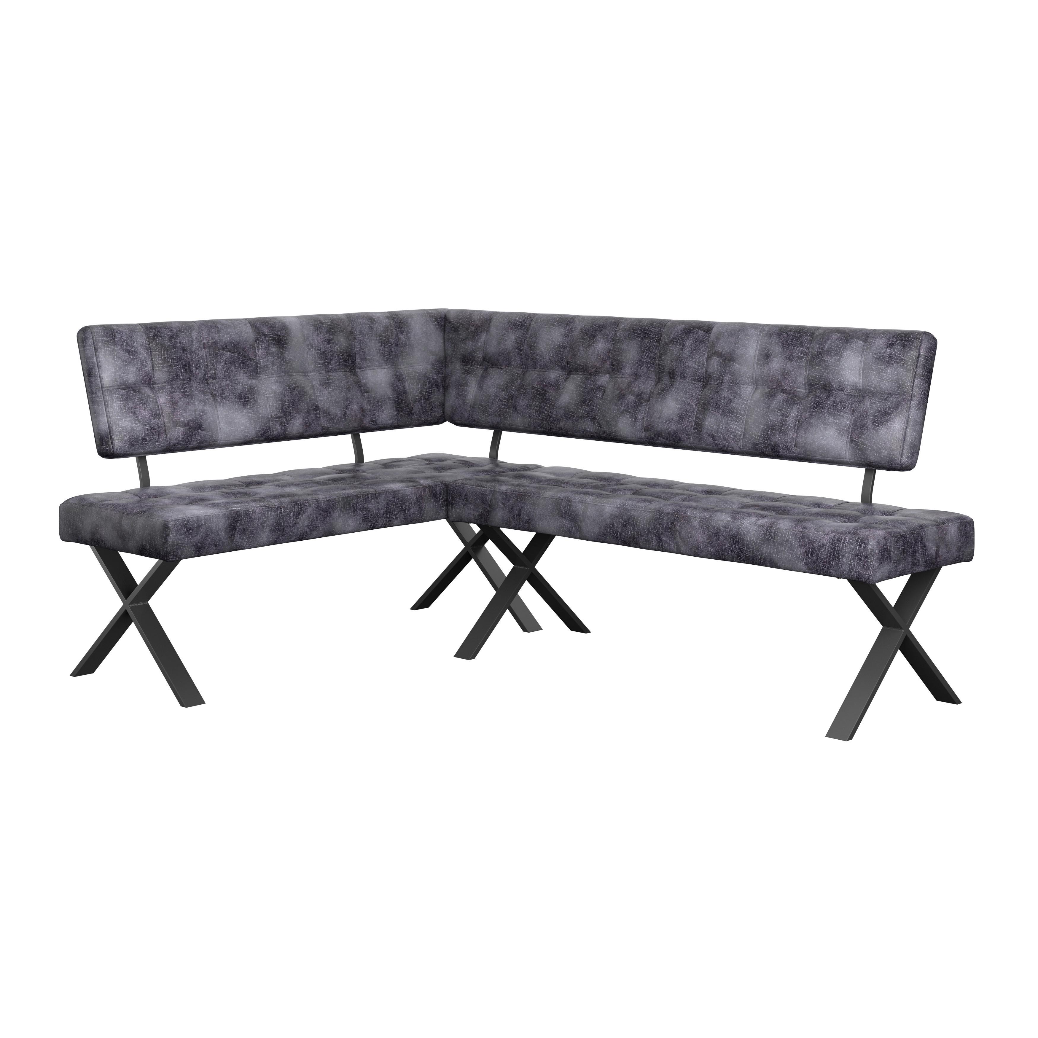 Eckbank Anthrazit Webstoff Donna Re 150x200 cm - Anthrazit/Schwarz, MODERN, Textil/Metall (150/200cm)