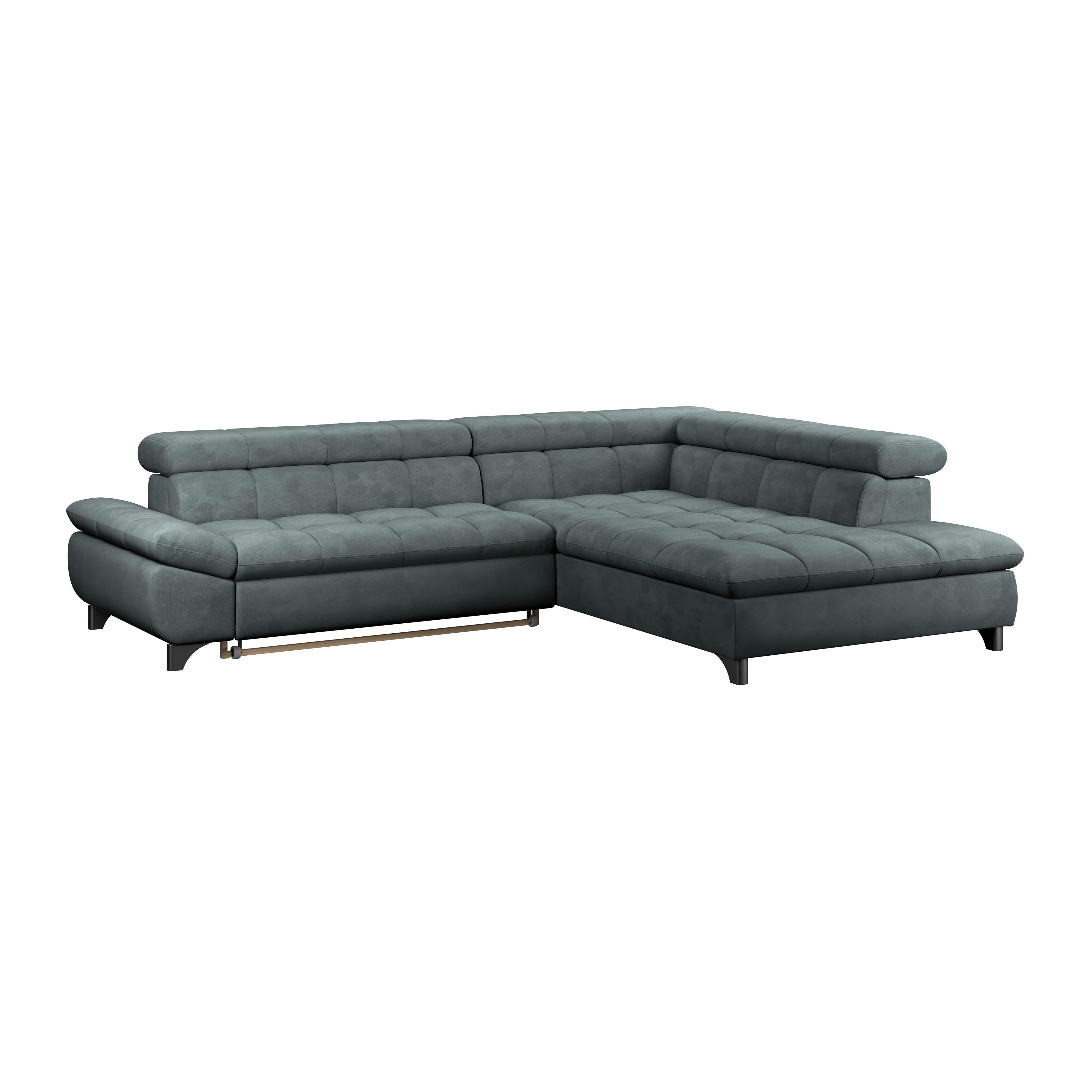 Ecksofa Gemini Graublau, B: 312cm - Chromfarben/Mintgrün, KONVENTIONELL, Textil (312/234cm)