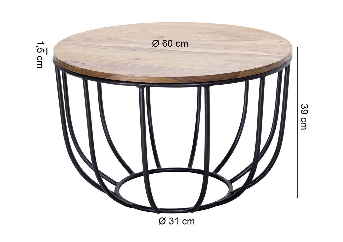 Konferenčný stolík WL5.677 masív - čierna/farba indického palisandra, Design, kov/drevo (60/60/39cm) - MID.YOU