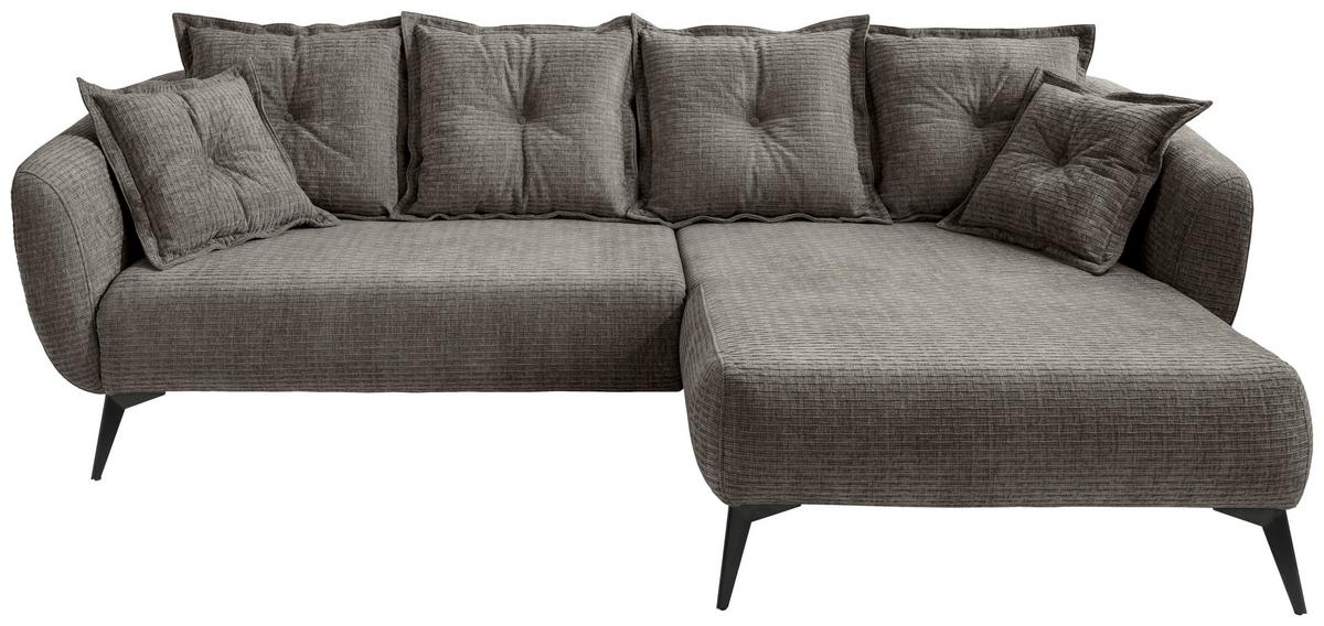 Ecksofa Baggio Graubraun S: 277x162 Cm - Graubraun/Schwarz, MODERN, Textil (277/162cm) - Livetastic