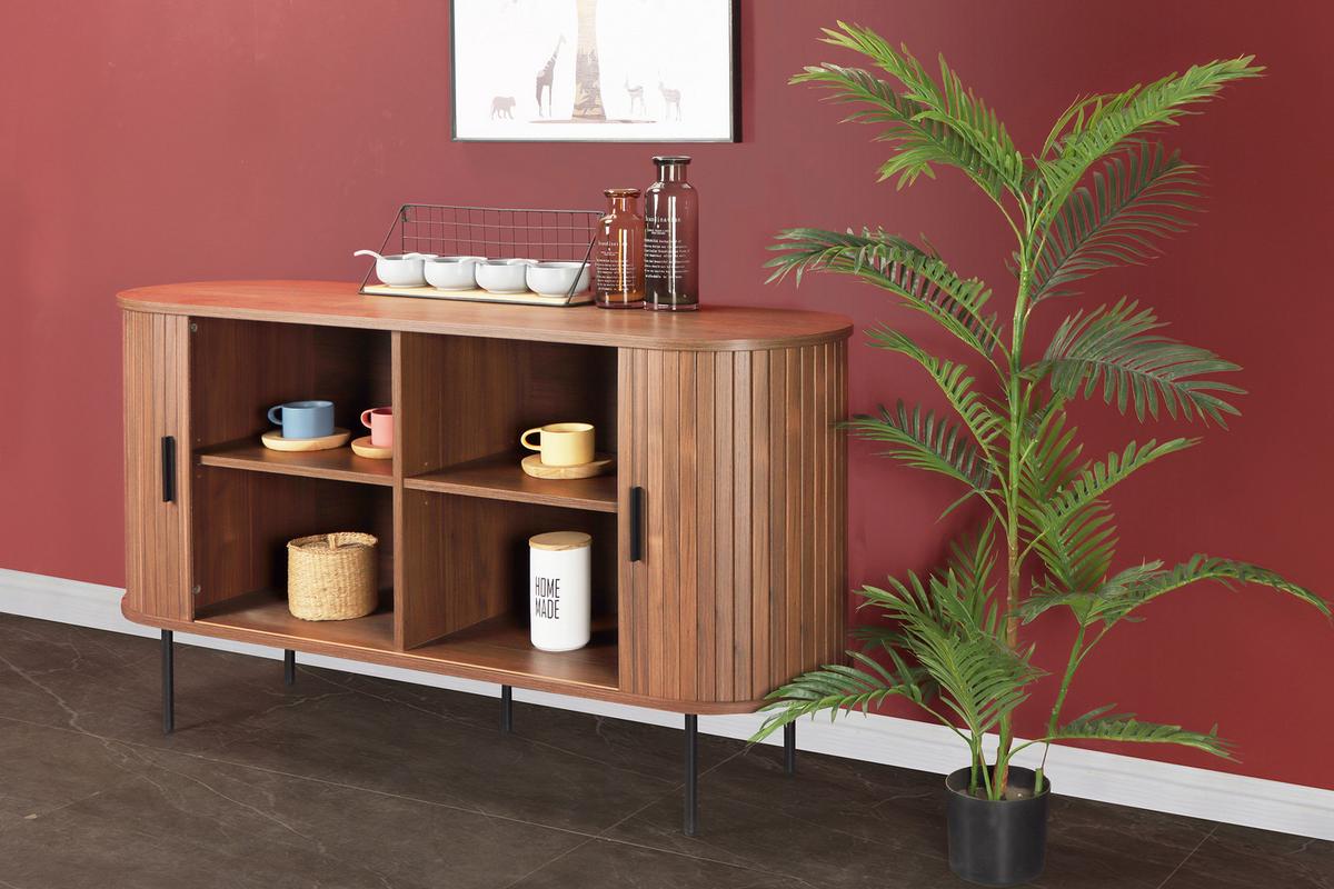 Sideboard Walnussfarben/schwarz, B:140cm - Walnussfarben/Schwarz, Design, Holzwerkstoff (140/76/40cm) - Livetastic