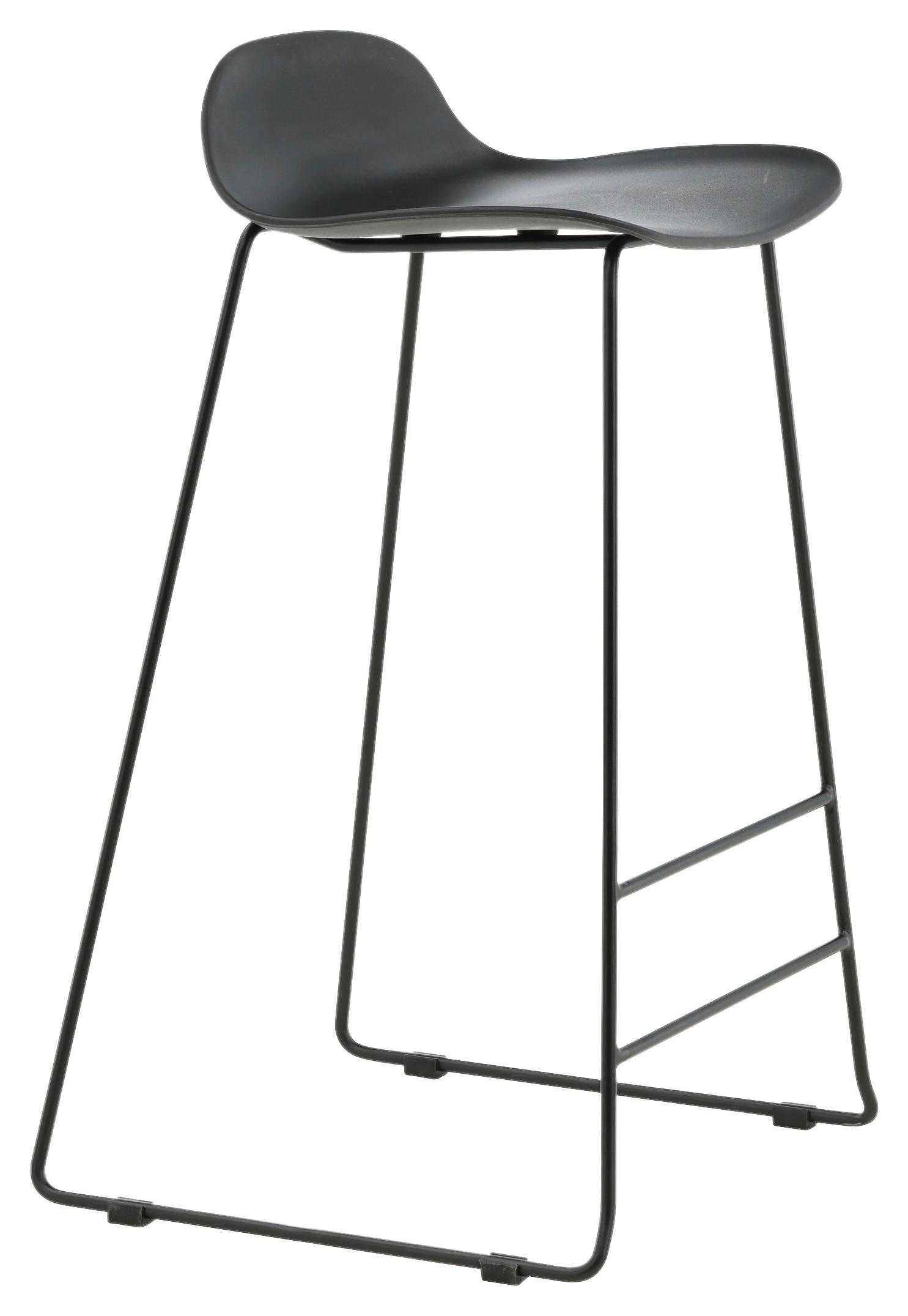 Barhocker-Set Wave - Schwarz, Design, Kunststoff/Metall (50/87/42cm) - Livetastic