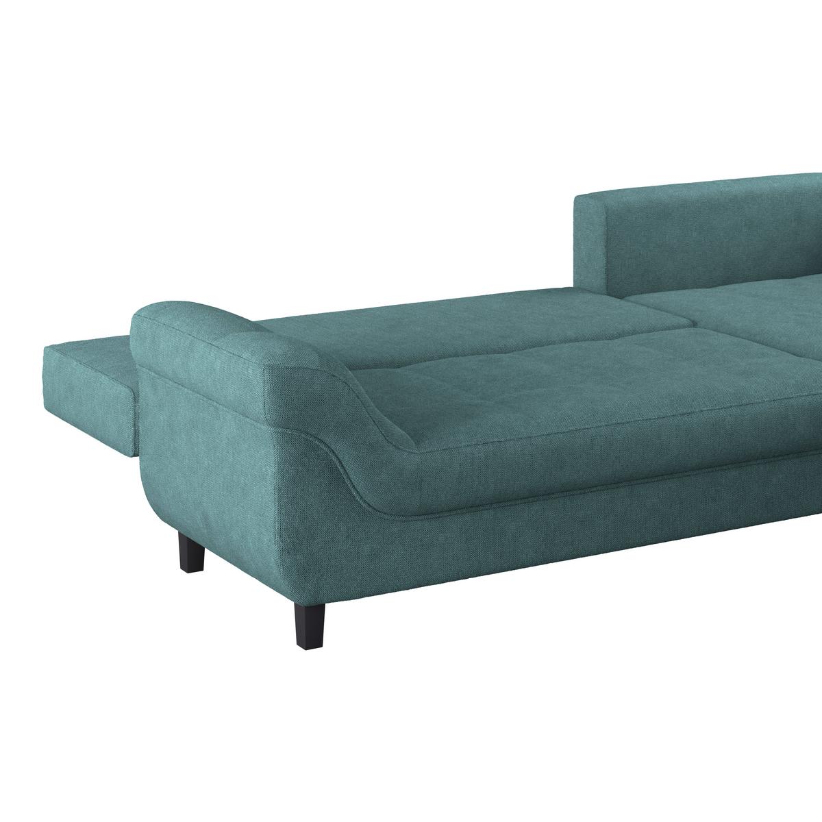 Ecksofa Mendoza - Petrol/Schwarz, Design, Textil (309/197cm) - Ondega