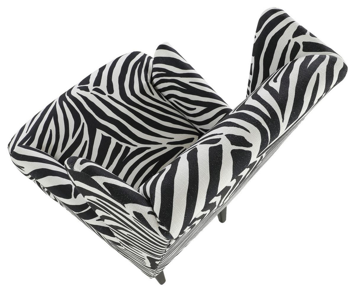 Ohrensessel Versailles Schwarz/Weiß B: 72 cm - Dunkelbraun/Schwarz, Design, Textil (72/104/85cm) - MID.YOU