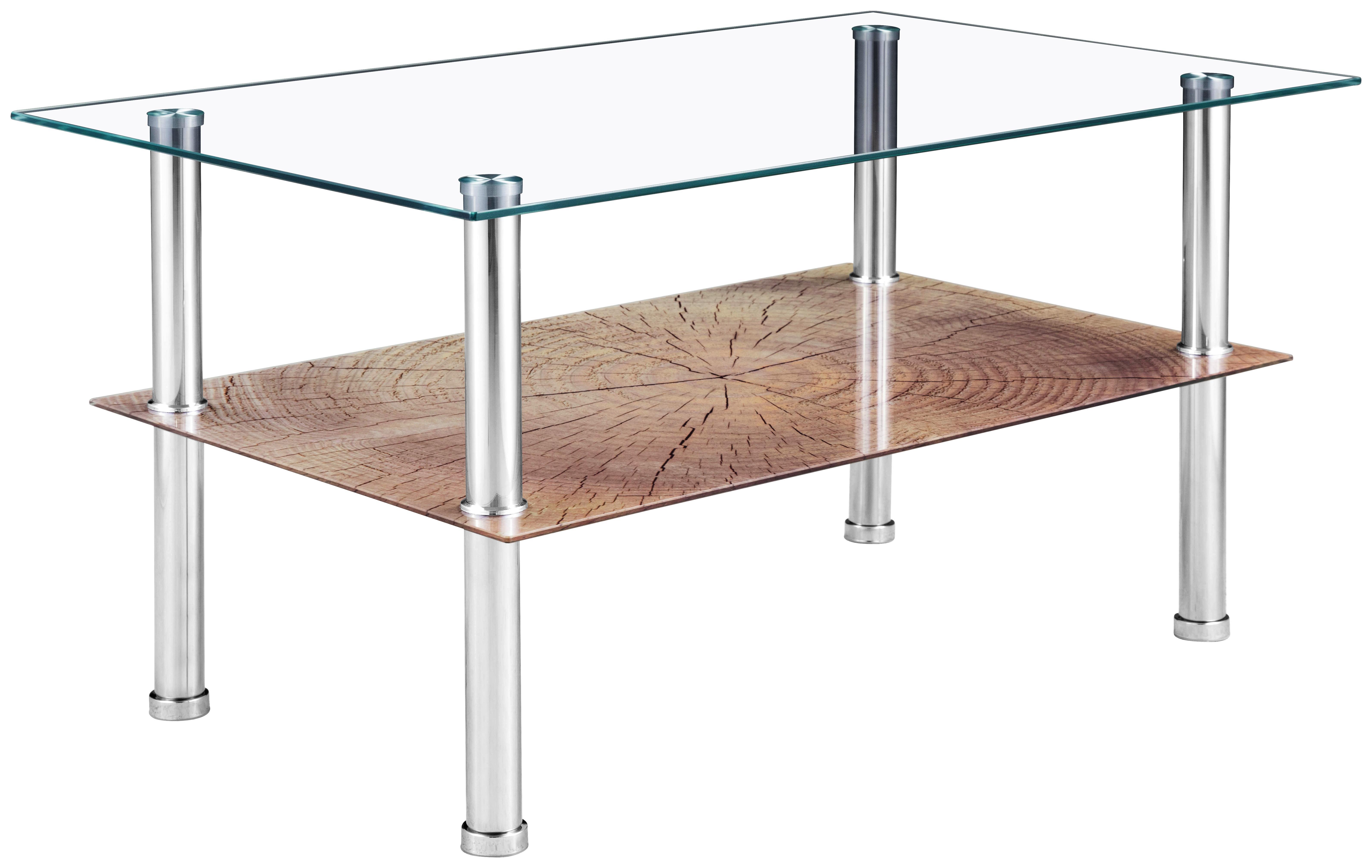 Couchtisch Promotion - Klar/Edelstahlfarben, MODERN, Glas/Metall (90/45/55cm)