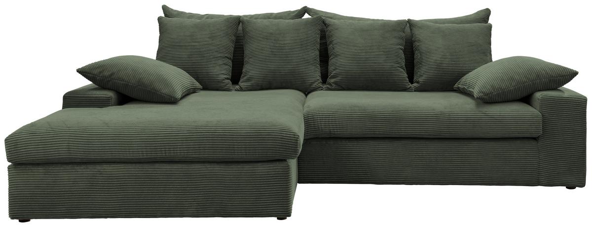 Ecksofa Avellino Grün S: 200/278 cm - Schwarz/Grün, MODERN, Textil (200/278cm) - Livetastic