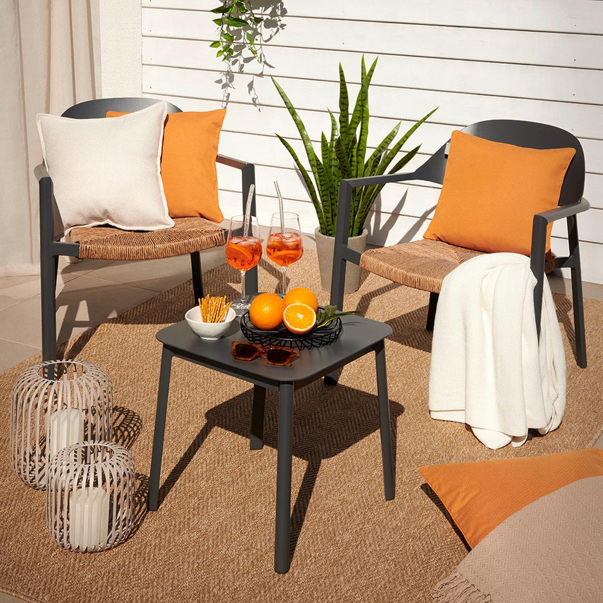 SADA NA BALKON SYDNEY - tmavě šedá/přírodní barvy, Moderní, kov/plast (66/68/66cm) - Mömax