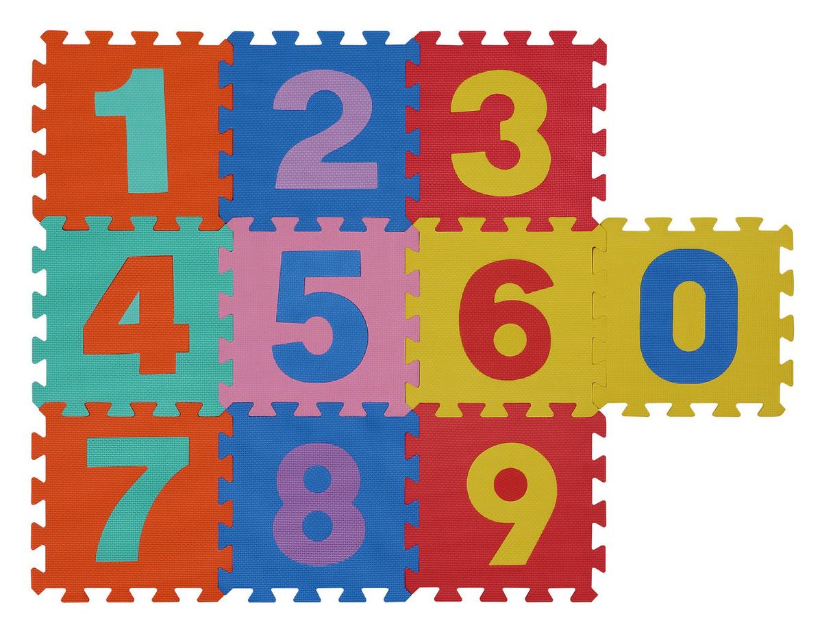 Kinderteppich Zahlen Puzzle BxL: 30x30 cm 10--Teilig. - Multicolor, MODERN, Kunststoff (30/30cm) - BUNINO