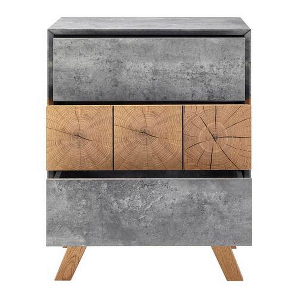 Nočný stolík CASPER - sivá/farba duba, Modern, drevo (60/75/40cm) - Bessagi Home