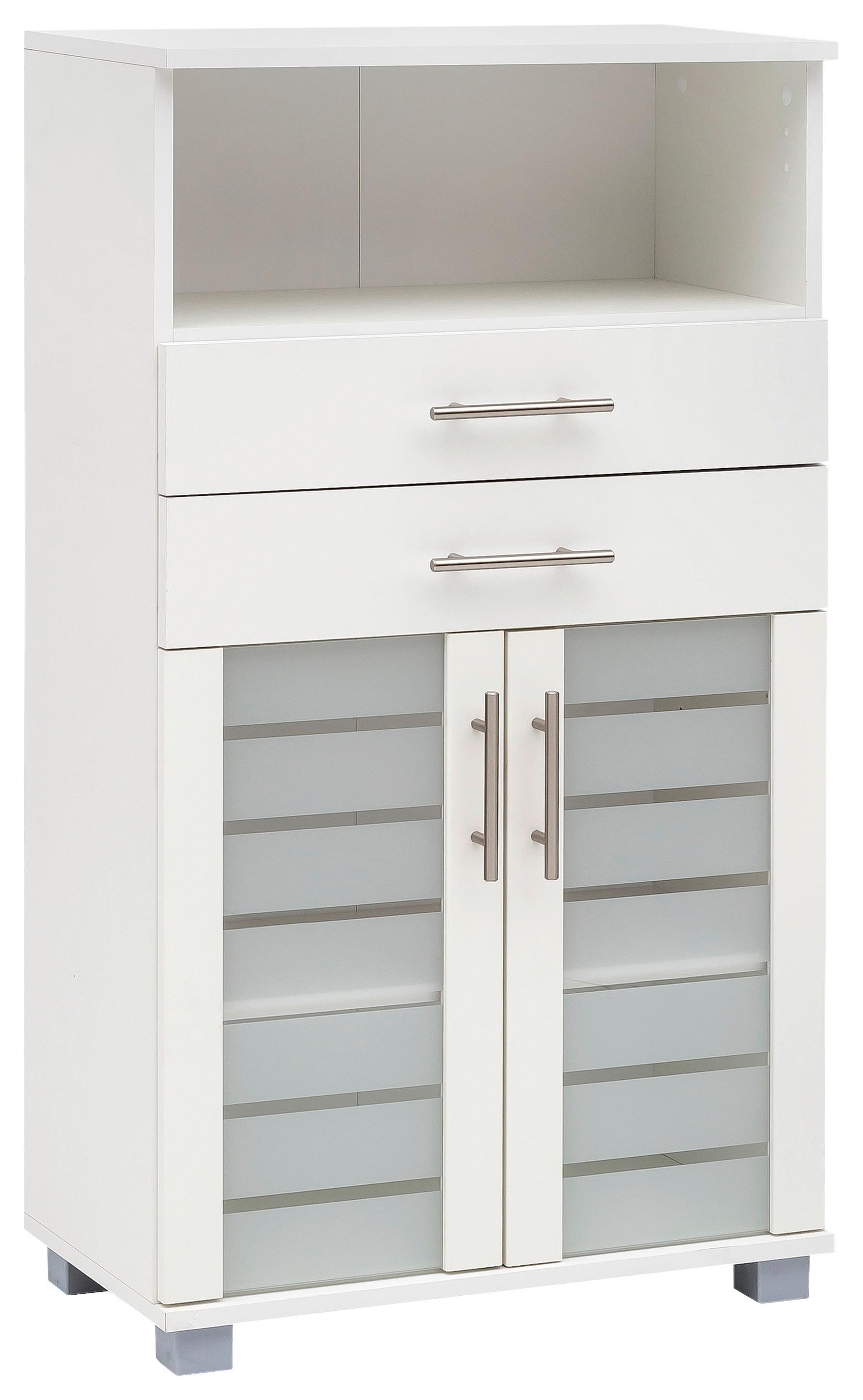 Midischrank Niko Weiß B: 59,8cm - Silberfarben/Weiß, MODERN, Glas/Holzwerkstoff (59,8/110,5/32,6cm) - MID.YOU