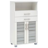 Midischrank Niko Weiß B: 59,8cm - Silberfarben/Weiß, MODERN, Glas/Holzwerkstoff (59,8/110,5/32,6cm) - MID.YOU