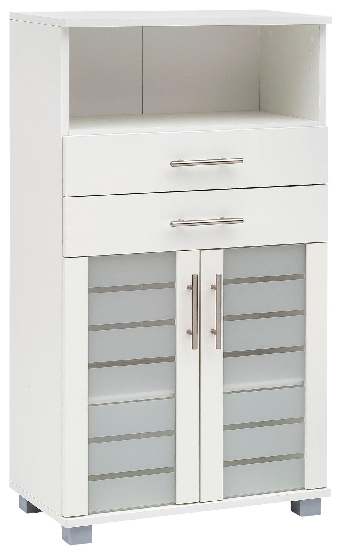 Midischrank Niko Weiß B: 59,8cm - Silberfarben/Weiß, MODERN, Glas/Holzwerkstoff (59,8/110,5/32,6cm) - MID.YOU