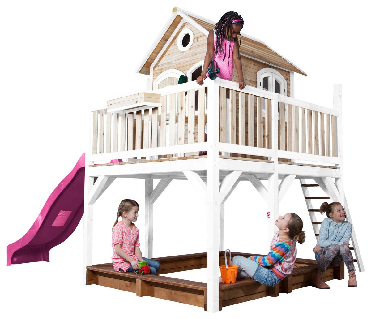 Spielturm A030.151.41 - Lila/Braun, KONVENTIONELL, Holz (377/291/255cm) - Ambia Garden