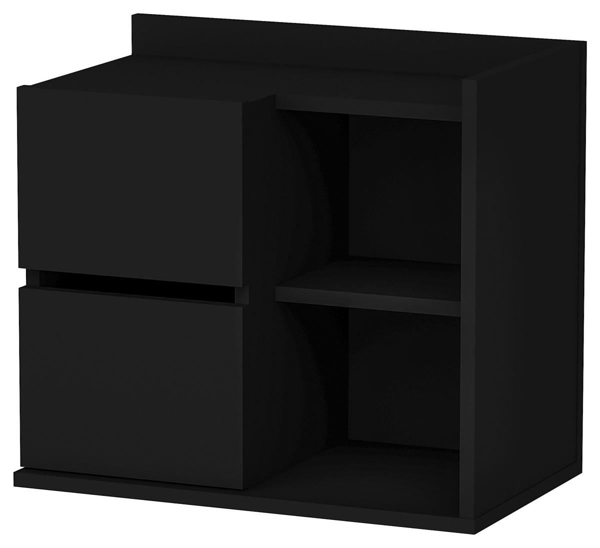 Nachtkästchen Schwarz H: 53,2 cm  Juno - Schwarz, Design, Holzwerkstoff (60/53,2/35cm) - MID.YOU