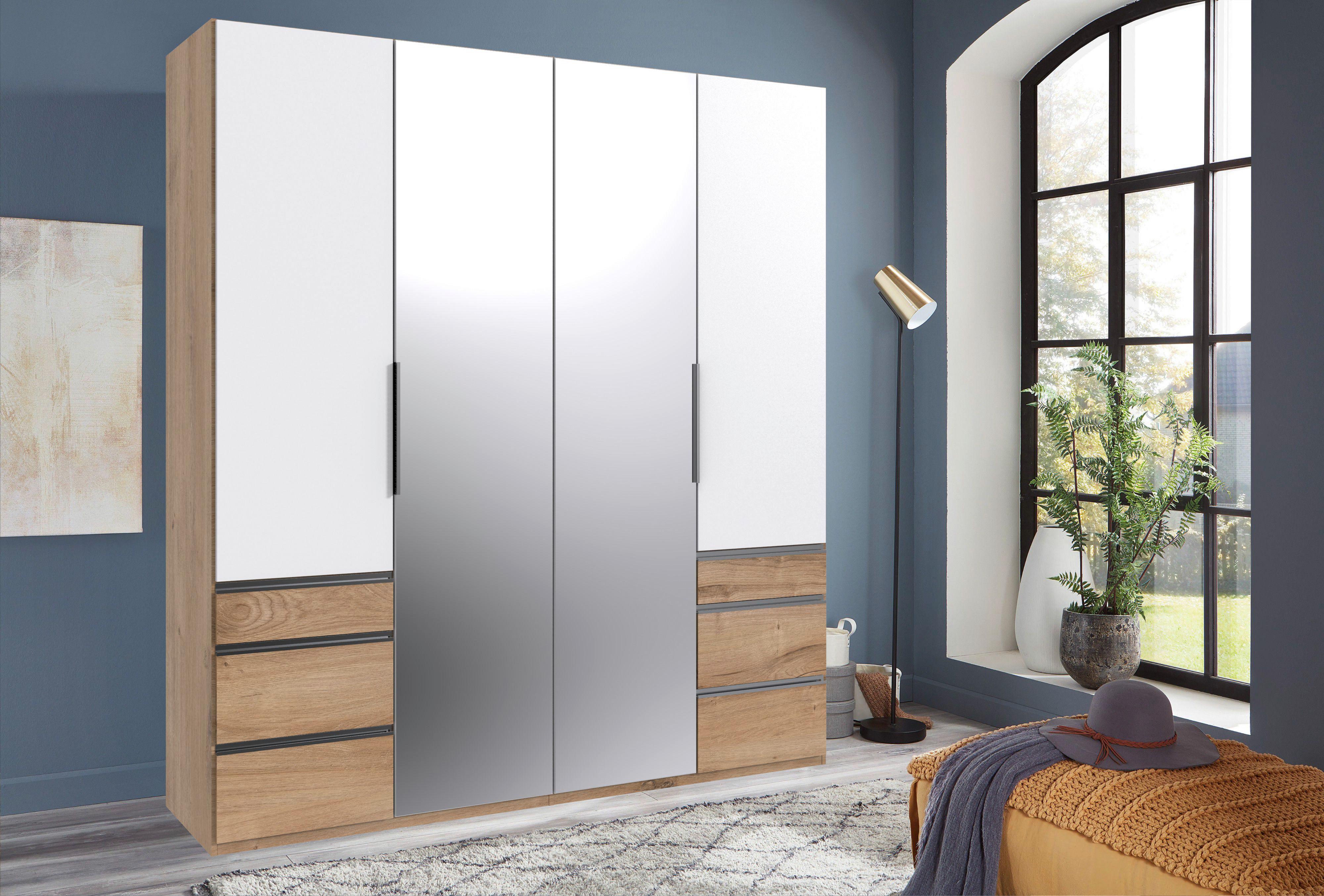 Drehtürenschrank Mit Spiegel 200cm Level 36a, Eichendekor - Eichefarben/Silberfarben, MODERN, Glas/Holzwerkstoff (200/216/58cm) - MID.YOU