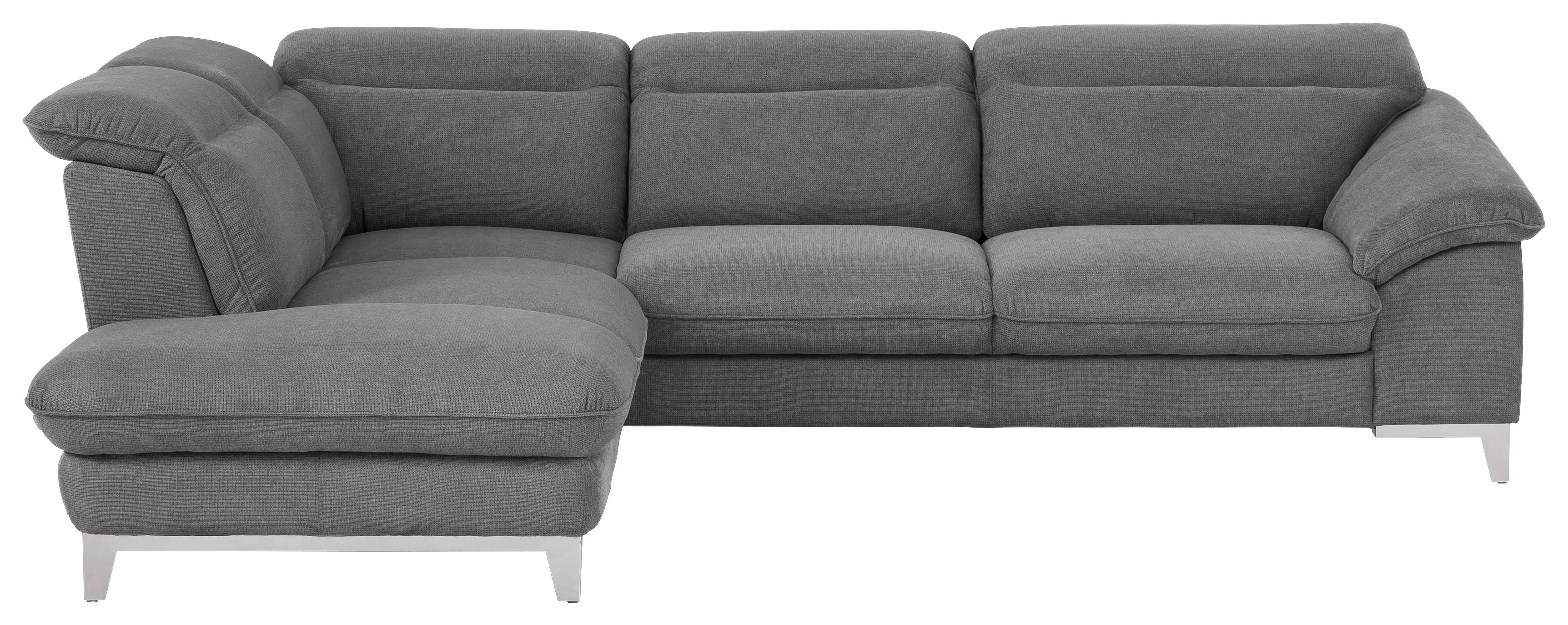 Ecksofa Mit Schlaffunktion Teresa Dunkelgrau 232x293 Cm - Chromfarben/Dunkelgrau, Design, Textil (232/293cm) - Livetastic