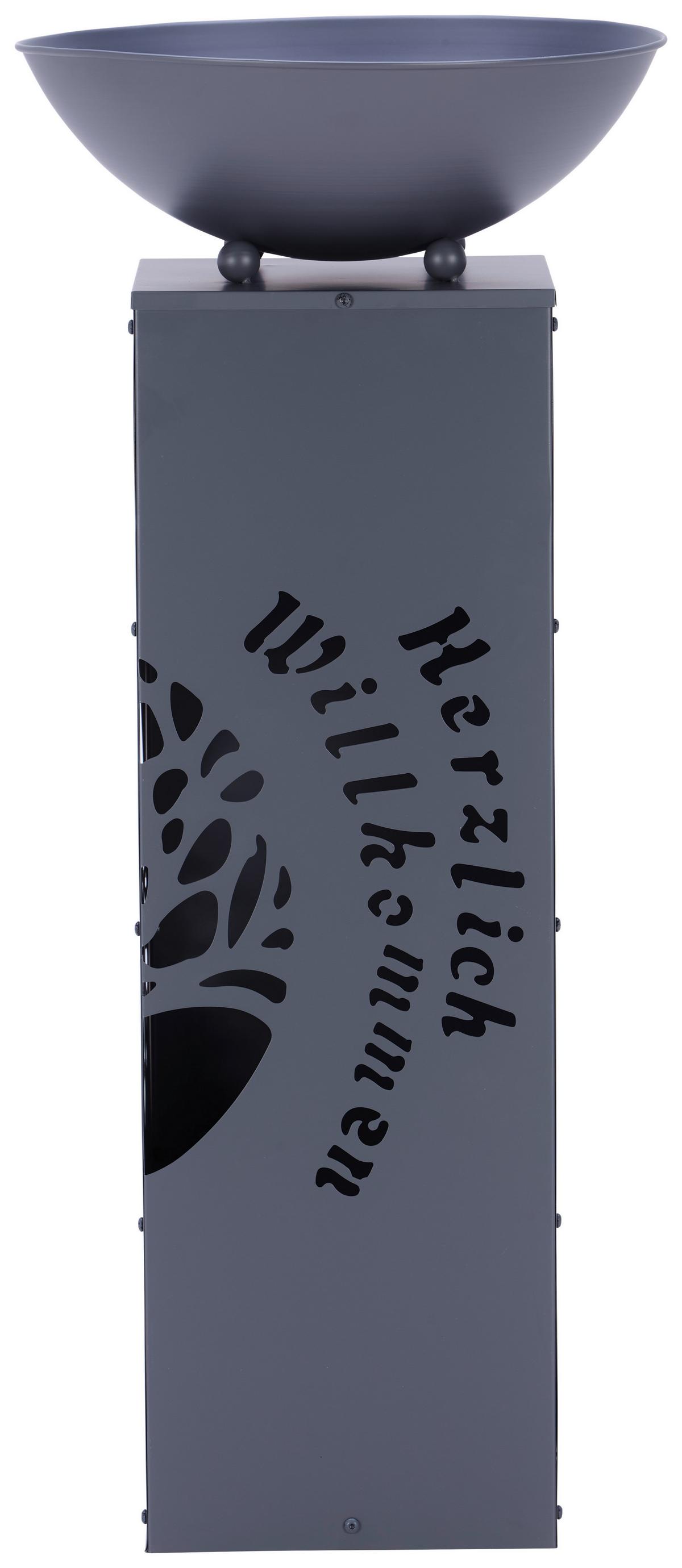 Led Dekosäule mit Schale Welcome H: 87 cm - Grau, Basics, Metall (38/38/87cm)