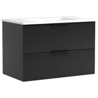 Waschtischkombi Sevilla Schwarz, Weiß, B:80 cm - Schwarz/Weiß, MODERN, Keramik/Holzwerkstoff (80/54/47cm) - Held