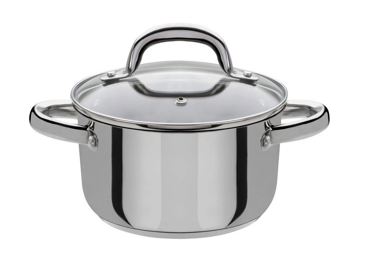 Kochtopfset Edelstahlfarben - Klar/Edelstahlfarben, Basics, Glas/Metall - GSW