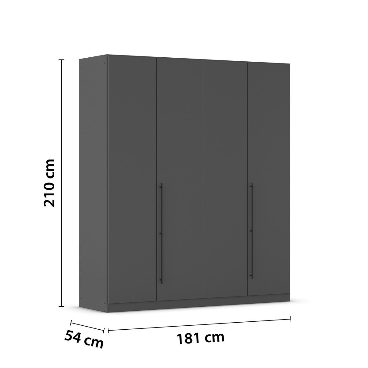 Kleiderschrank Safari B: 181 cm - Grau, KONVENTIONELL, Holzwerkstoff (181/229/54cm)