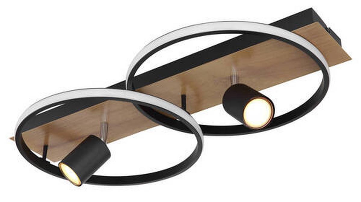 LED-Deckenleuchte 67309-36 - Dunkelbraun/Opal, Design, Holz/Kunststoff (62/32/16,5cm) - Globo